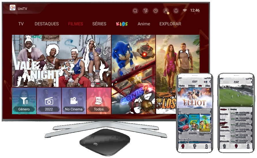 UniTV na TV, TV Box e celular